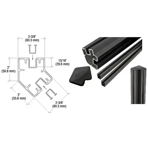 Matte Black AWS 48" Long 2" x 2-3/8" Rectangular 135 Degree Post Kit