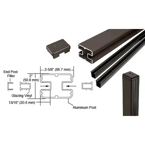 Matte Bronze AWS 2" x 2-5/8" Rectangular 180 Degree 72" Center Post Kit