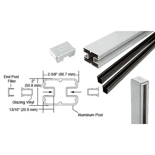 Silver Metallic AWS 2" x 2-5/8" Rectangular 180 Degree 36" Center Post Kit