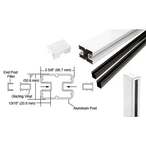 Sky White AWS 2" x 2-5/8" Rectangular 180 Degree 60" Center Post Kit Sky White AWS 2" x 2-5/8" Rectangular 180 Degree 60" Center Post Kit