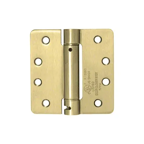 4" x 4" Dull Brass Heavy-Duty Spring Hinge - 1/4" Radius