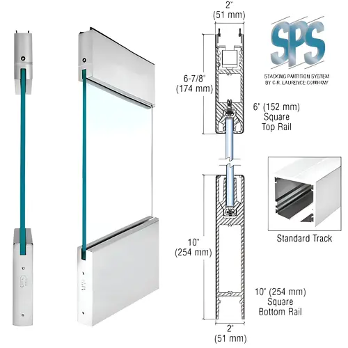 Brushed Stainless Type 1 Standard with 6" Square Rail on Top and 10" Square Rail on the Bottom Brushed Stainless Type 1 Standard with 6" Square Rail on Top and 10" Square Rail on the Bottom
