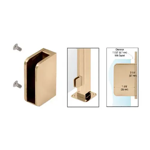 Brushed Stainless 3/8" Closed Bottom Right Hand Flat Base Glass Clip Brushed Stainless 3/8" Closed Bottom Right Hand Flat Base Glass Clip