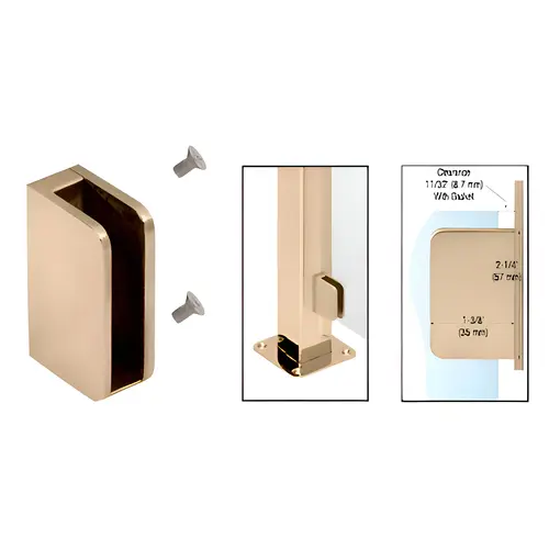 Polished Brass 1/4" Closed Bottom Left Hand Flat Base Glass Clip Polished Brass 1/4" Closed Bottom Left Hand Flat Base Glass Clip