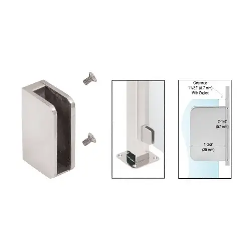 Brushed Stainless 3/8" Closed Bottom Left Hand Flat Base Glass Clip Brushed Stainless 3/8" Closed Bottom Left Hand Flat Base Glass Clip