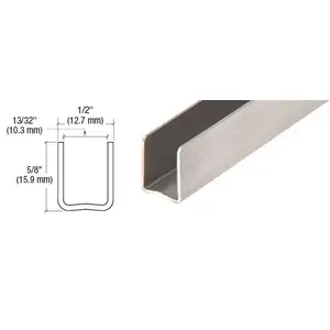 CRL SAC38BS98 Brushed Stainless 3/8" Radiused Back Steel U-Channel - 98" Stock Length