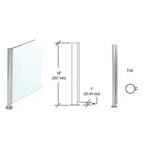 CRL SBPP08EBS Brushed Stainless 18" x 1" SBPP08 Slimline Series Round End Partition Post