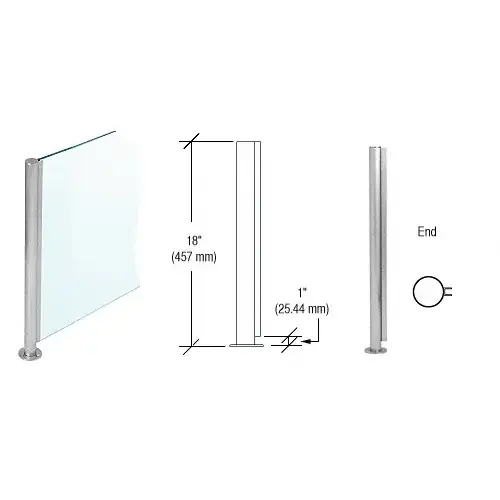 Brushed Stainless 18" x 1" SBPP08 Slimline Series Round End Partition Post Brushed Stainless 18" x 1" SBPP08 Slimline Series Round End Partition Post