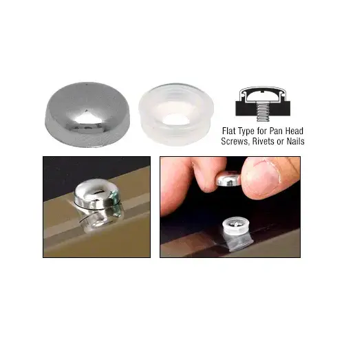 Chrome Flat Large Snap Cap Screw Covers