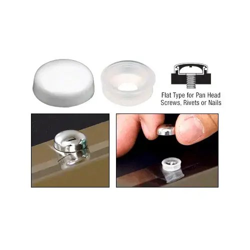 White Flat Large Snap Cap Screw Covers - pack of 100