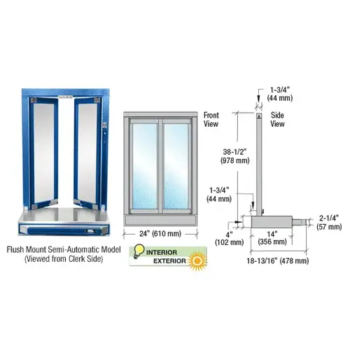Custom Self-Closing Flush Mount Bi-Fold Service Window Custom Self-Closing Flush Mount Bi-Fold Service Window