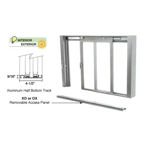 Satin Anodized Self-Closing Deluxe Sliding Service Windows with Aluminum Half Bottom Track