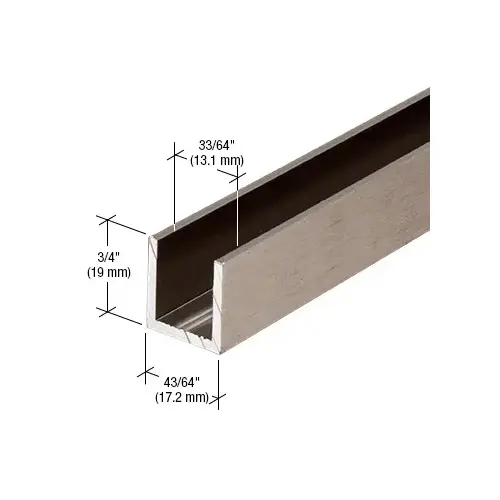Brushed Nickel 1/2" Fixed Panel Shower Door Deep U-Channel - 36" Stock Length - pack of 10 Brushed Nickel 1/2" Fixed Panel Shower Door Deep U-Channel - 36" Stock Length - pack of 10