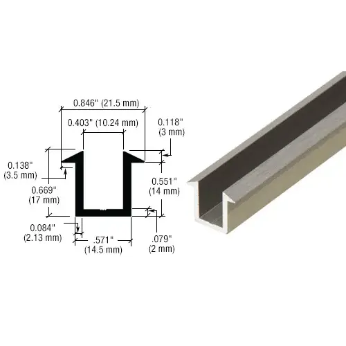 98" Brushed Nickel U-Channel for 3/8" Glass Recess - 95" Stock Length 98" Brushed Nickel U-Channel for 3/8" Glass Recess - 95" Stock Length