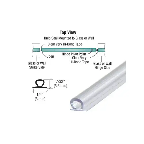 Clear Translucent Vinyl Bulb Seal 7/32" Gap with Pre-Applied Tape - 95" Stock Length Clear Translucent Vinyl Bulb Seal 7/32" Gap with Pre-Applied Tape - 95" Stock Length