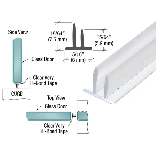 Translucent Vinyl Double Fin Seal 5/16" Maximum Gap with Pre-Applied Tape - 95" Stock Length Clear