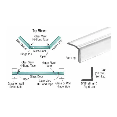 Translucent Vinyl 'L' Seal for 3/8" Maximum Gap with Pre-Applied Tape - 95" Stock Length Clear Translucent Vinyl 'L' Seal for 3/8" Maximum Gap with Pre-Applied Tape - 95" Stock Length Clear