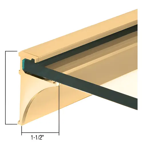 Brite Gold Anodized 18" Aluminum Shelf Kit for 1/4" Glass Brite Gold Anodized 18" Aluminum Shelf Kit for 1/4" Glass