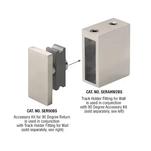 Brushed Stainless Serenity Series Sliding Door 90 Degree Accessory Kit Brushed Stainless Serenity Series Sliding Door 90 Degree Accessory Kit