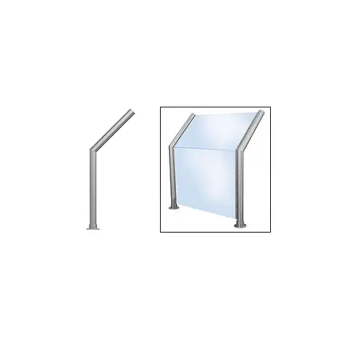 Brushed Stainless Elegant 101 Series 1-1/2" Tubing Glass On Slant and Front Only Sneeze Guard