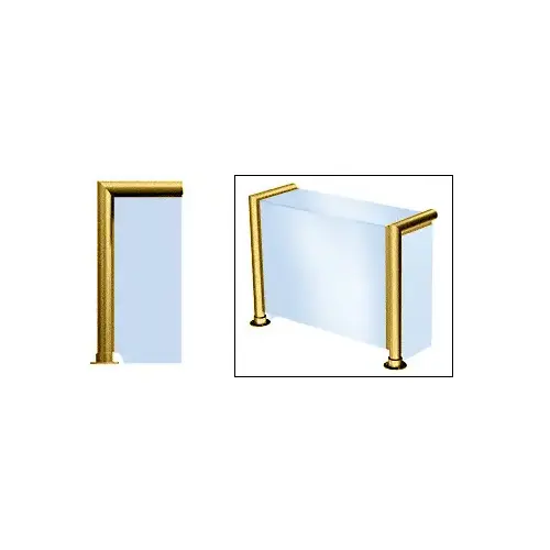 Polished Brass Elegant 140 Series 2" Tubing Glass On Top, Front, and One End or Both Ends Sneeze Guard Polished Brass Elegant 140 Series 2" Tubing Glass On Top, Front, and One End or Both Ends Sneeze Guard