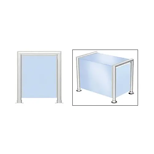 Polished Stainless Elegant 146 Series 1-1/2" Tubing Glass On Top, Front, and One End or Both Ends Sneeze Guard Polished Stainless Elegant 146 Series 1-1/2" Tubing Glass On Top, Front, and One End or Both Ends Sneeze Guard