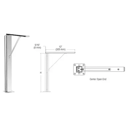 Polished Stainless Center 24" Plaza Series Sneeze Guard Post with Top Shelf Polished Stainless Center 24" Plaza Series Sneeze Guard Post with Top Shelf