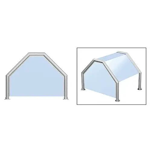 Brushed Stainless Elegant 111 Series 1-1/2" Tubing Glass On Top, Slants, and One End or Both Ends Sneeze Guard Brushed Stainless Elegant 111 Series 1-1/2" Tubing Glass On Top, Slants, and One End or Both Ends Sneeze Guard