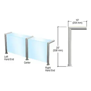 CRL SG925BS Brushed Stainless Elegant Series Glass on Front and Top Shelf Sneeze Guard - Right Hand End Post Only