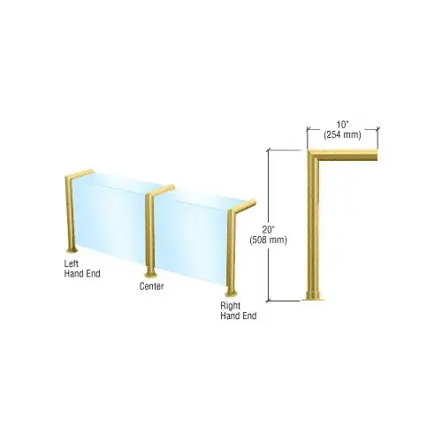 20" Polished Brass Elegant Series Glass on Front and Top Shelf Sneeze Guard - Right Hand End Post Only 20" Polished Brass Elegant Series Glass on Front and Top Shelf Sneeze Guard - Right Hand End Post Only