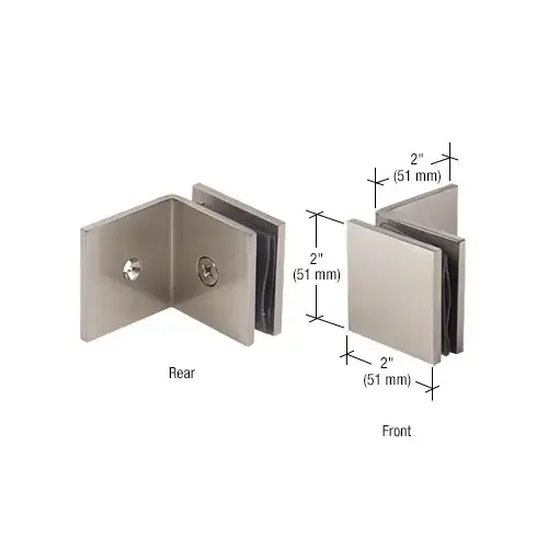 Brushed Nickel Fixed Panel Square Clamp With Large Leg