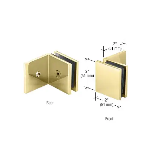 Polished Brass Fixed Panel Square Clamp With Large Leg Polished Brass Fixed Panel Square Clamp With Large Leg