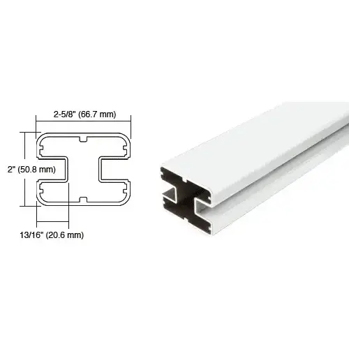 Sky White 72" Long 2" x 2-5/8" Rectangular 180 Degree Post