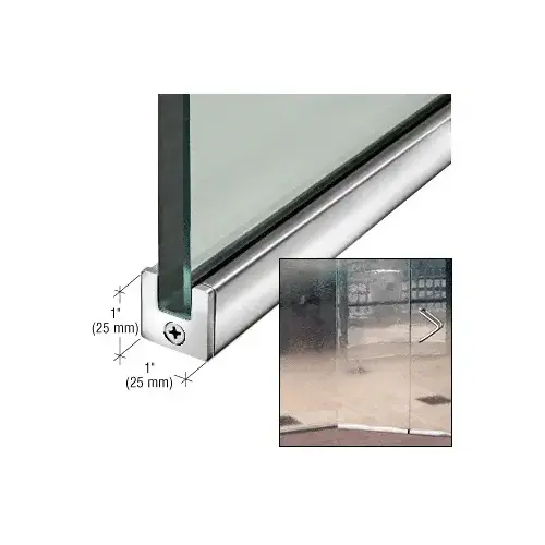 Polished Stainless 1" Tall Slender Profile Door Rail Without Lock - 35-3/4"