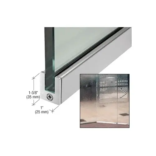 Brushed Stainless 1-3/8" Tall Slender Profile Door Rail Without Lock - 35-3/4"