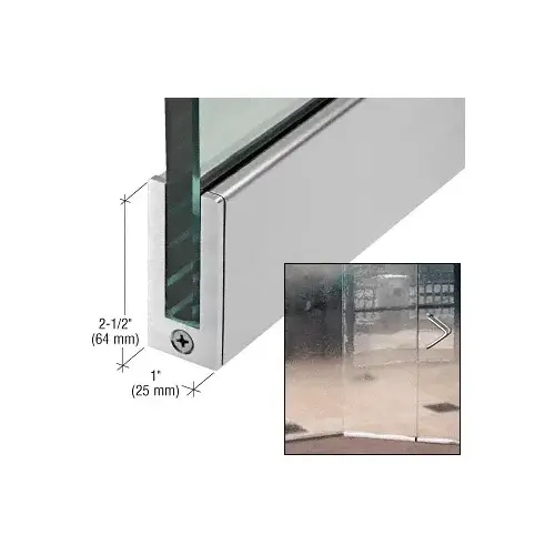 Brushed Stainless 2-1/2" Tall Slender Profile Door Rail Without Lock - 35-3/4"