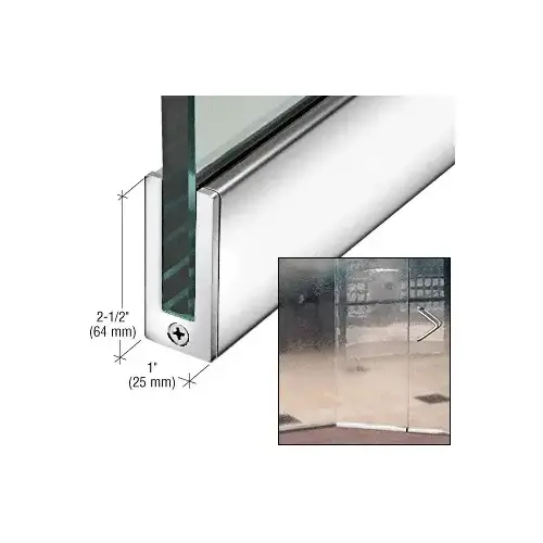 Polished Stainless 2-1/2" Tall Slender Profile Door Rail Without Lock - 35-3/4"