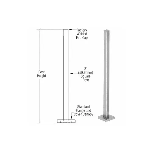 Brushed Stainless 36" Square Blank Post Railing Kit Brushed Stainless 36" Square Blank Post Railing Kit