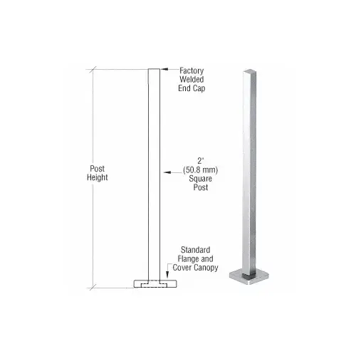 Polished Stainless 42" Square Blank Post Railing Kit Polished Stainless 42" Square Blank Post Railing Kit