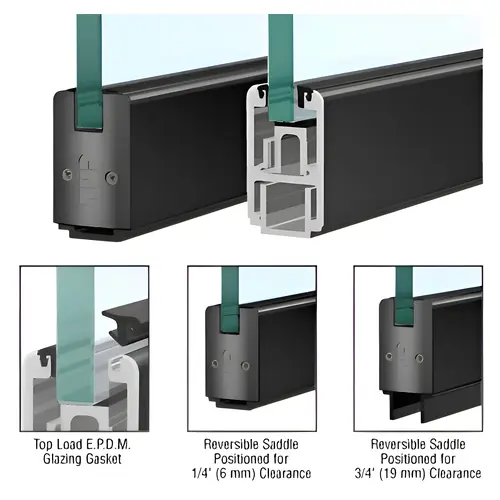 Black Powder Coat 2-5/16" x 120" Length Low Profile Sidelite Rail With Saddle 120" Stock Length Black Powder Coat 2-5/16" x 120" Length Low Profile Sidelite Rail With Saddle 120" Stock Length