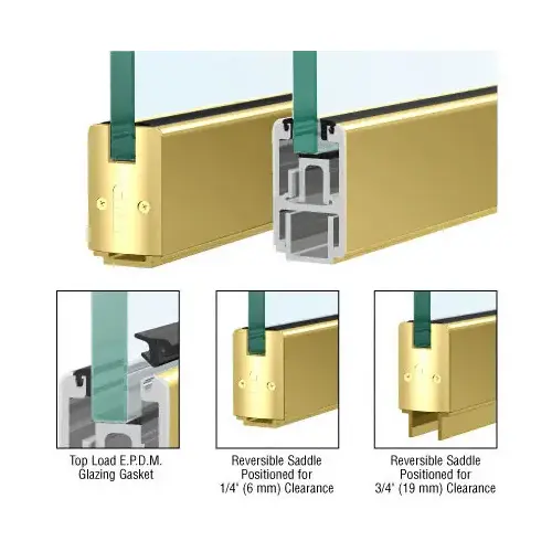 Polished Brass 2-5/16" x 120" Length Low Profile Sidelite Rail With Saddle 120" Stock Length Polished Brass 2-5/16" x 120" Length Low Profile Sidelite Rail With Saddle 120" Stock Length