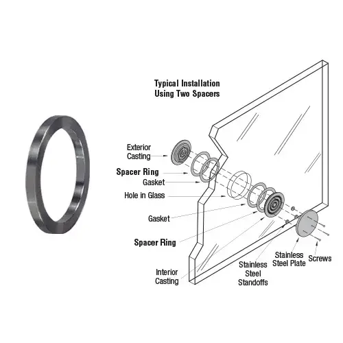 Spacer Ring for 1/4" to 3/8" Glazing - 2/Pk Brushed Stainless Steel