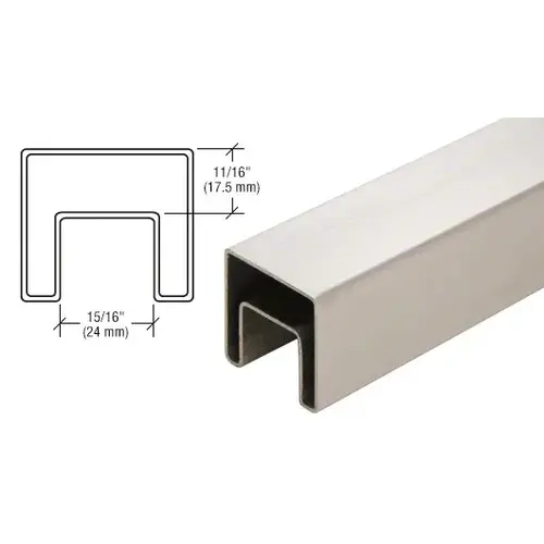 316 Brushed Stainless 1-1/2" Square Roll Formed Cap Rail - 19'-8"