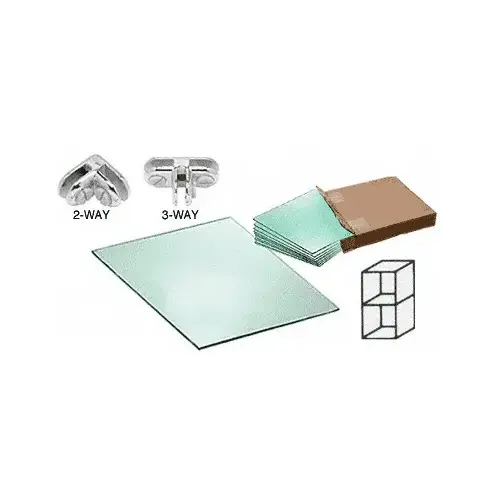 2 Cube Single Sided Tempered Glass Displayer with Chrome Connectors 2 Cube Single Sided Tempered Glass Displayer with Chrome Connectors