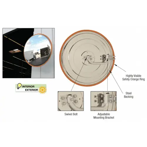 Polished Stainless Steel 19-5/16" Convex Mirror