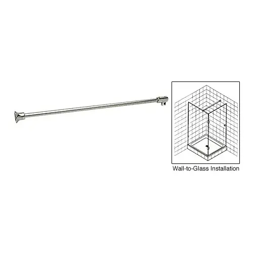 Brushed Nickel Frameless Shower Door Fixed Panel Wall-to-Glass Support Bar for 3/8" to 1/2" Thick Glass