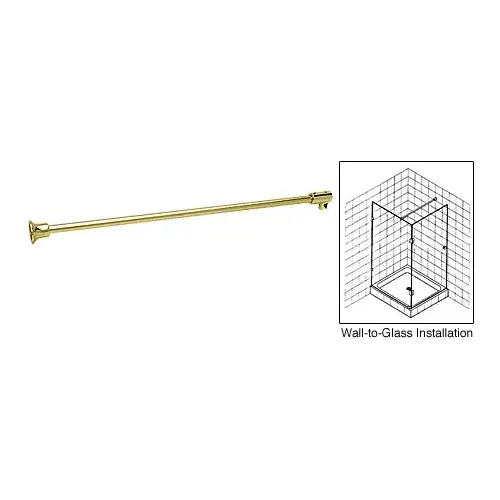 Polished Brass Frameless Shower Door Fixed Panel Wall-To-Glass Support Bar for 1/4" to 5/16" Thick Glass Polished Brass Frameless Shower Door Fixed Panel Wall-To-Glass Support Bar for 1/4" to 5/16" Thick Glass