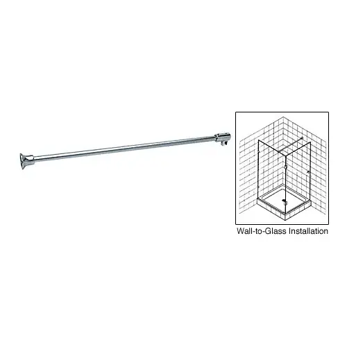 Polished Chrome Frameless Shower Door Fixed Panel Wall-to-Glass Support Bar for 3/8" to 1/2" Thick Glass