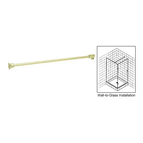Satin Brass Frameless Shower Door Fixed Panel Wall-To-Glass Support Bar for 1/4" to 5/16" Thick Glass Satin Brass Frameless Shower Door Fixed Panel Wall-To-Glass Support Bar for 1/4" to 5/16" Thick Glass