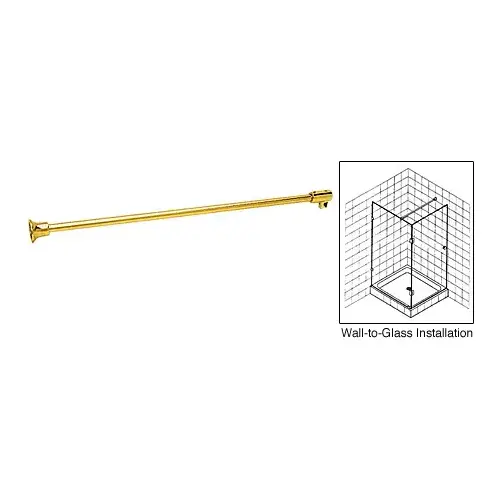 Gold Plated Frameless Shower Door Fixed Panel Wall-To-Glass Support Bar for 3/8" to 1/2" Thick Glass Gold Plated Frameless Shower Door Fixed Panel Wall-To-Glass Support Bar for 3/8" to 1/2" Thick Glass